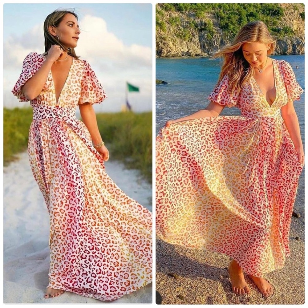 ROCOCO SAND AVANA LEOPARD MAXI PLEATED DRESS Chic Leopard Print Dress - Picture 12 of 16